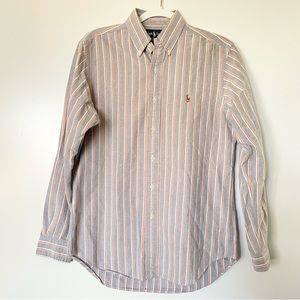 Ralph Lauren Button Down Shirt Blue Pink Small Classic Fit Mens